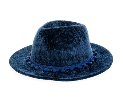 wholesale Chenille Panama hats w/ Pom Trim