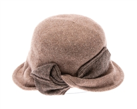 3169 Shapeable Wool Bucket Hat w/ Bow - Camel