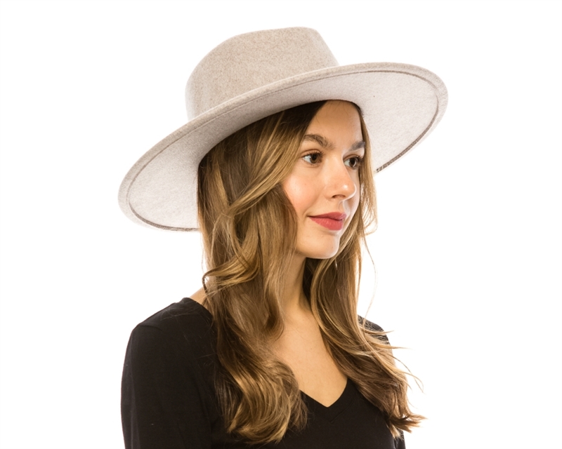 White Fedora Hat, Vegan Felt Stiff Brim Hat, Men Winter Hat, Women
