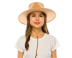 wholesale vegan felt rancher hat w/ chin cord