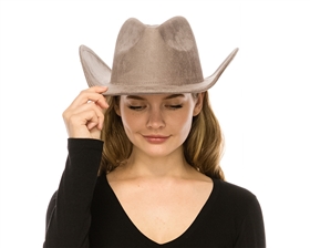 Wholesale Suede Cattleman Cowboy Hats - Solid Color Stiff Brim Suede Western Hats Wholesale