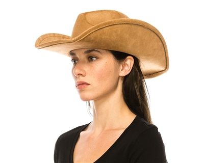 Wholesale Suede Cattleman Cowboy Hats - Solid Color Stiff Brim Suede Western Hats Wholesale