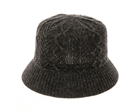 3197 Pattern Knit Bucket Hat - Black