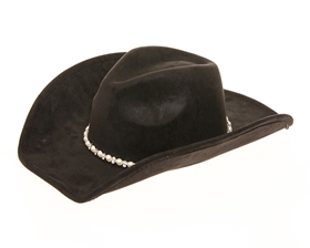 3199 Vegan Suede Cowboy with Pearls & Rhinestones