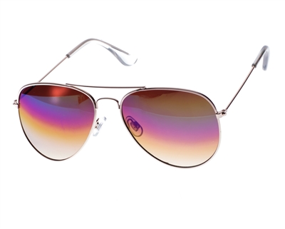 wholesale rainbow lens sunglasses - metallic aviators