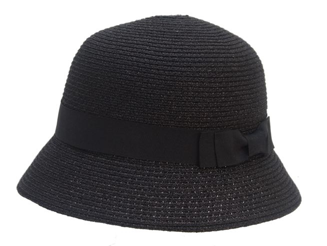 black straw cloche hat