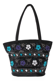 bulk suede handbag w/ embroidery