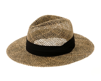 mens seagrass straw fedora hat