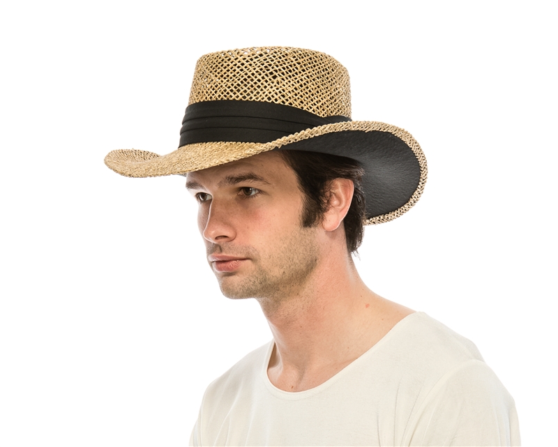 Mens seagrass cheap straw fedora hat