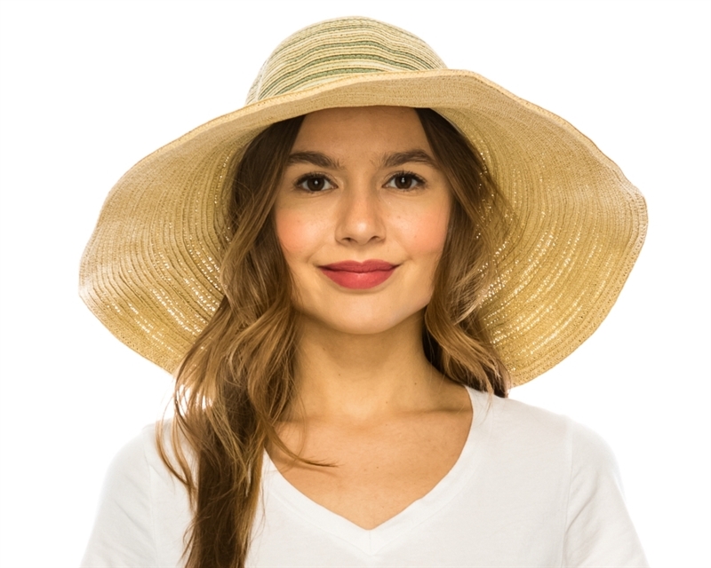 Wholesale UPF 50 Hats - Natural Straw Wide Brim Women's Hats