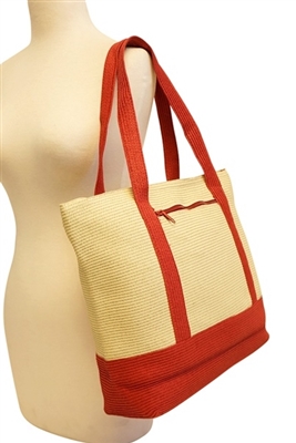 wholesale Toyo Braid Tote Bag w/ Zipper