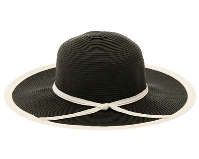 Wholesale Bright Sun Hats - Women's UPF 50+ Straw Sun Hats - White Trim