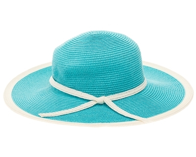 Bulk Sun Protection Hats - Wholesale Sun Hats Bright Colors - Ladies' UPF 50+ Straw Sun Hats - White Trim