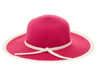Bulk Sun Protection Hats - Wholesale Sun Hats Bright Colors - Ladies' UPF 50+ Straw Sun Hats - White Trim