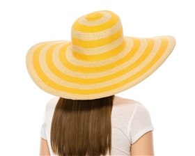 extra wide brim hats wholesale - big floppy striped straw sun hat
