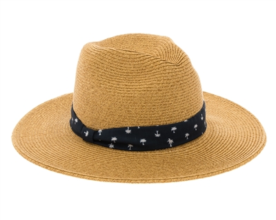 wholesale beach hats - Panama Hat w/ Palm Tree Band