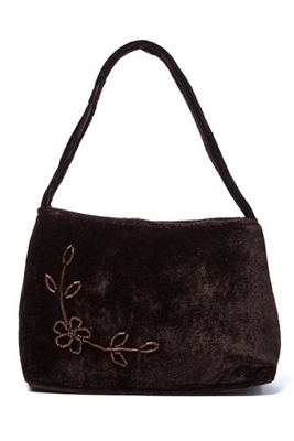 bulk brown velvet beaded purse