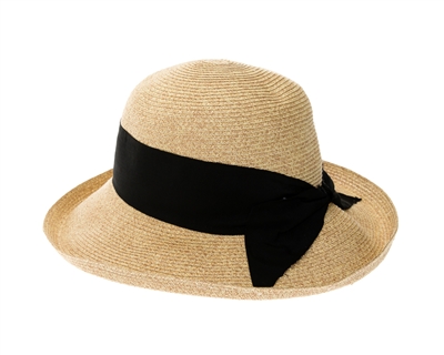 Wholesale straw hats-S244-Womens straw short brim hat