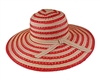 wholesale ladies sun hats - striped ribbon and toyo sun hat