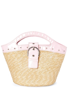 wholesale small straw handbags purses pink