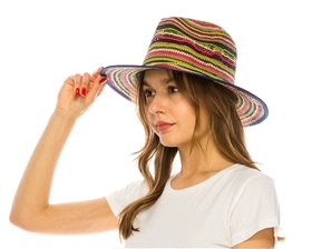 Wholesale Striped Straw Panama Hats