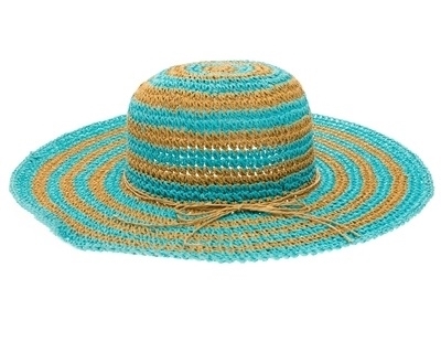 bulk straw sun hats - wholesale floppy hats hand crocheted striped straw sun hat