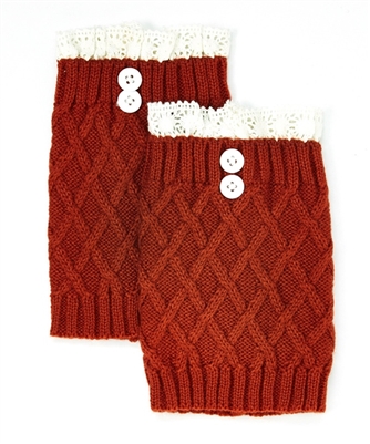 Wholesale Boot Cuffs Socks - Knit Lattice Lace Toppers w/ Button