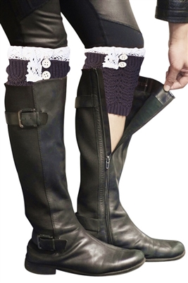 Wholesale Boot Cuffs Knit Lace Tops w/ Button