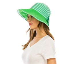 wholesale packable striped hats lampshade bow