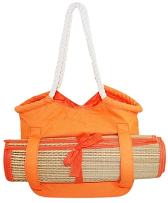 wholesale canvas beach totes - straw bags with sand mat