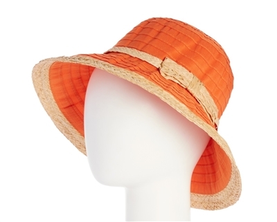 wholesale orange sun hats - packable kettle straw crusher hat - upf 50 sun protection