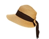 Wholesale Sun Hats - Straw Lampshade Hat w/ Tie-Back Sash