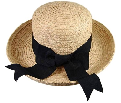 wholesale raffia straw turn-up hat