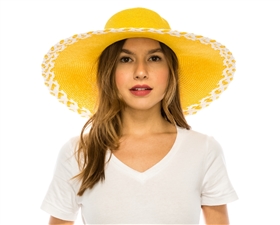 Wholesale Wide Brim Hats - Large Sun Hat Criss Cross Edge