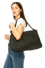 wholesale large black straw shoulder bags handbags