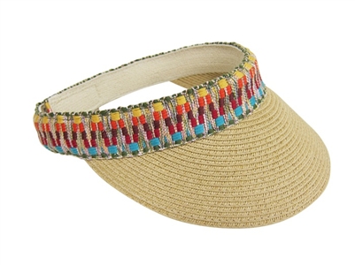 wholesale straw visor  woven tribal band