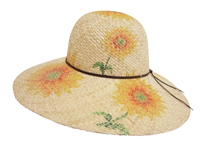 wholesale raffia straw sun hat  sunflowers
