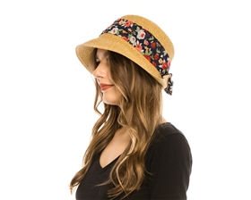 wholesale straw cloche hats with tie-back sash