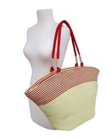 large wholesale straw handbags - red striped top