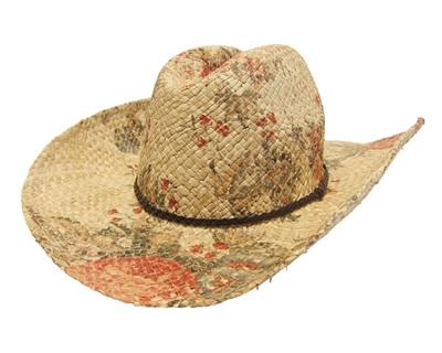 wholesale tan raffia straw cowboy  berries and flowers