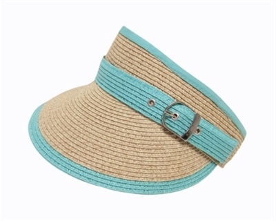 bulk straw sun visor hats - fashion buckle - wholesale sun visors