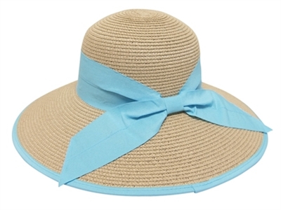 622 Big Lampshade Hat with Color Bow & Edge