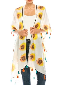 Wholesale Sunflowers Print Kimono