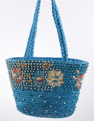 wholesale straw tote  wood beads