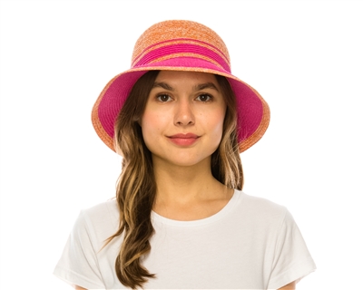 wholesale 2-tone summer straw bucket hat