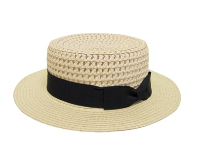 wholesale open weave straw boater hat
