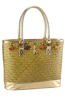 wholesale tote bag seagrass with animal charms