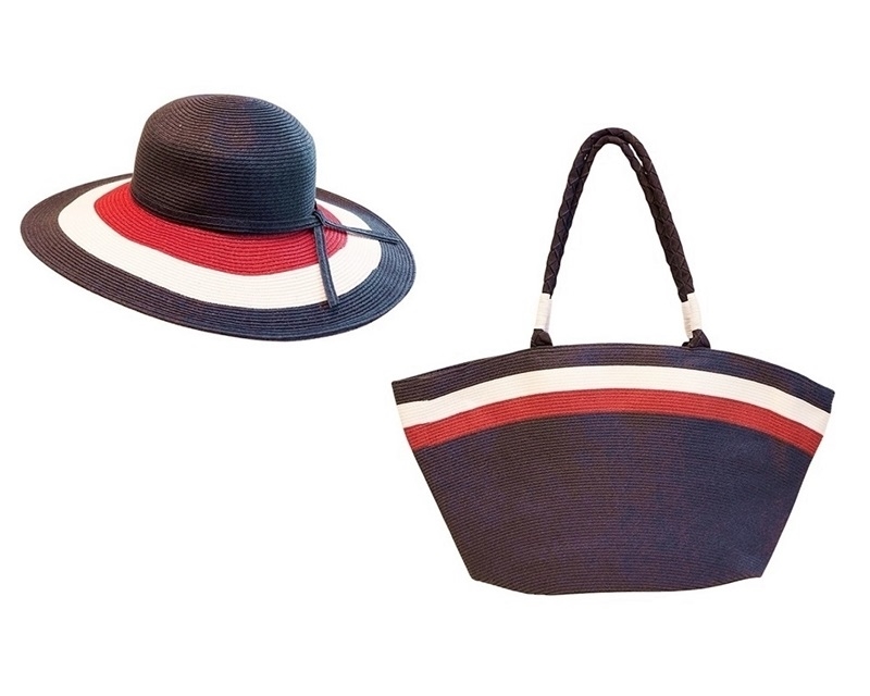 656H-B Americana Sun Hat And Beach Tote Set