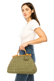 wholesale crochet straw purse