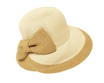 Wholesale Straw Hats - Womens Lampshade Hat with Bow